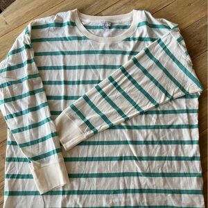J. Crew Cream and Green Striped Tee